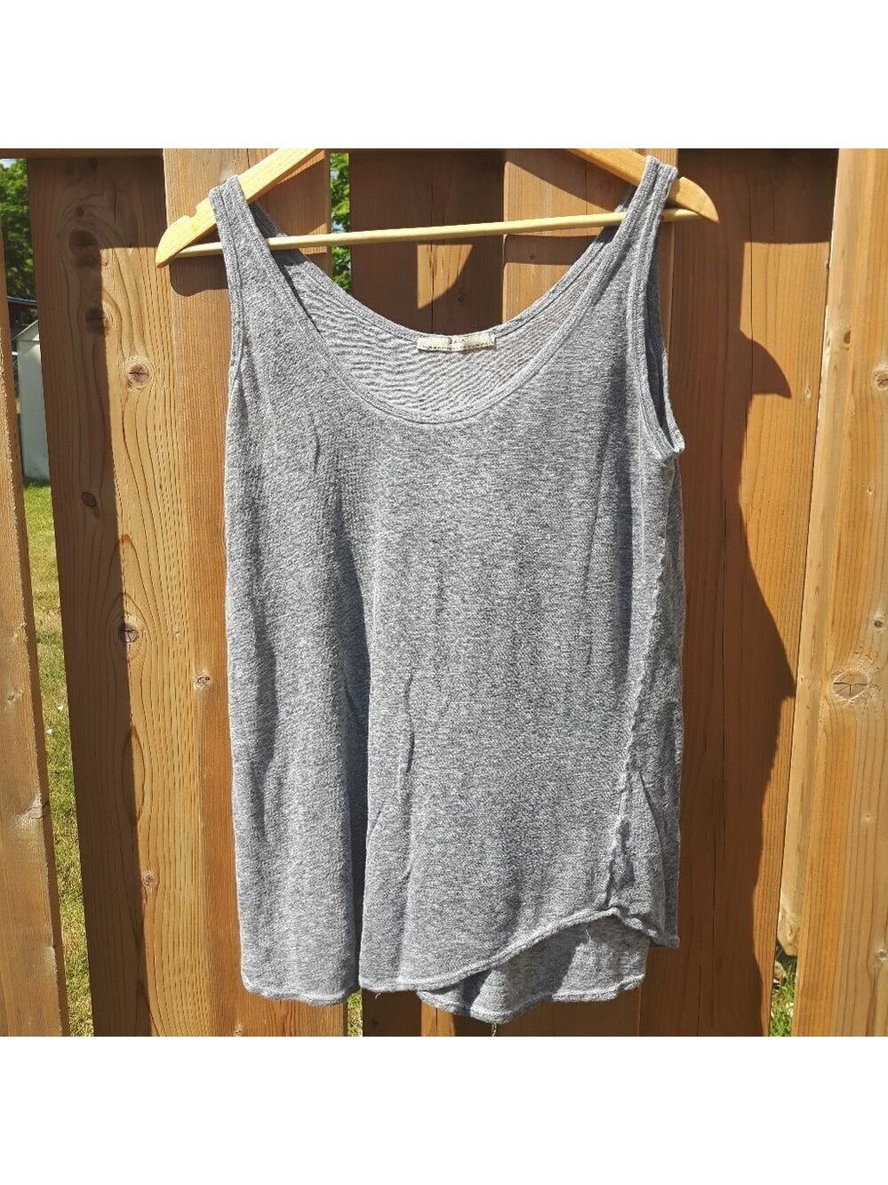 Zara Basics Loose Grey Tank Top Distressed M